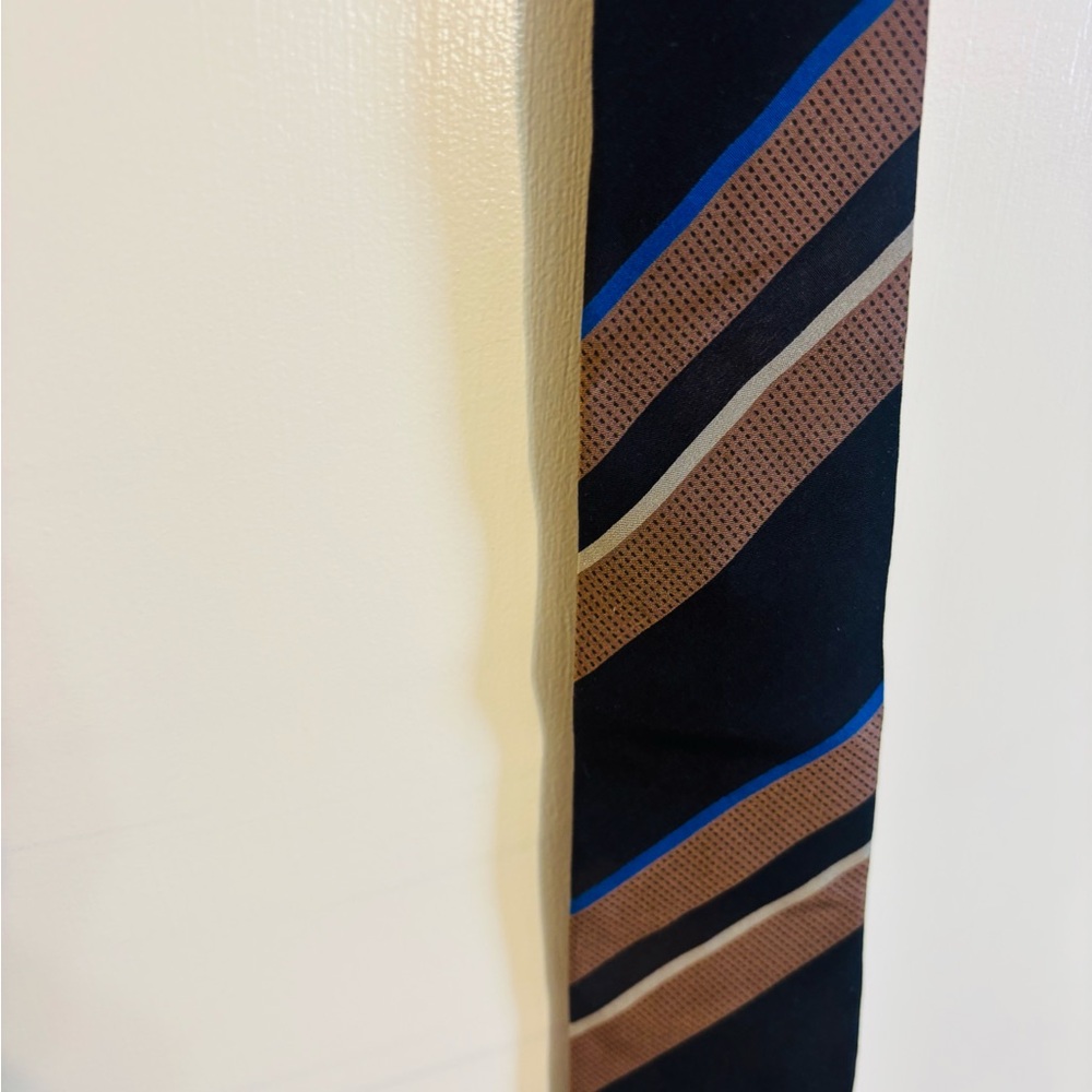 Vintage Pancaldi Striped Men's Tie in Black, Brown & Blue